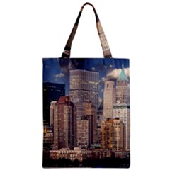 New York Skyline Manhattan Hudson Zipper Classic Tote Bag by Simbadda