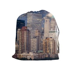 New York Skyline Manhattan Hudson Drawstring Pouches (extra Large) by Simbadda