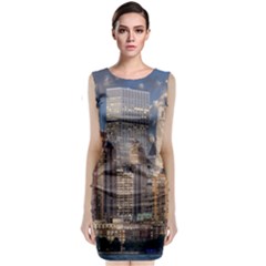 New York Skyline Manhattan Hudson Classic Sleeveless Midi Dress by Simbadda