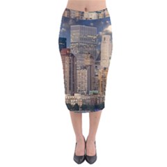 New York Skyline Manhattan Hudson Midi Pencil Skirt