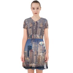 New York Skyline Manhattan Hudson Adorable In Chiffon Dress by Simbadda