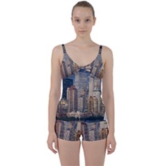 New York Skyline Manhattan Hudson Tie Front Two Piece Tankini by Simbadda