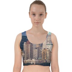 New York Skyline Manhattan Hudson Velvet Racer Back Crop Top