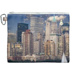 New York Skyline Manhattan Hudson Canvas Cosmetic Bag (xxxl) by Simbadda