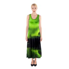 Aurora Borealis Northern Lights Sky Sleeveless Maxi Dress by Simbadda