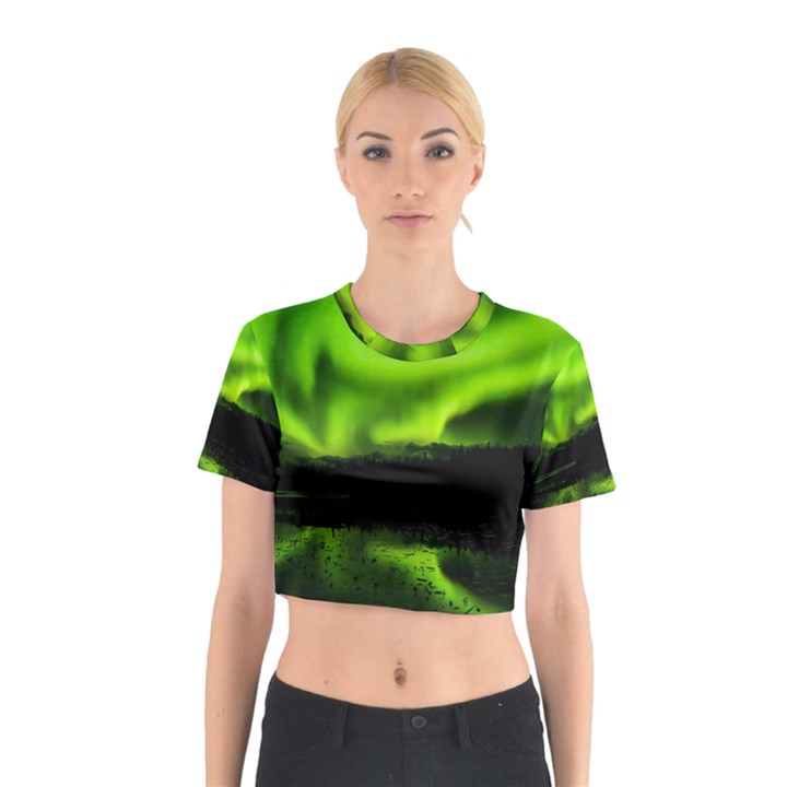 Aurora Borealis Northern Lights Sky Cotton Crop Top