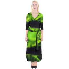 Aurora Borealis Northern Lights Sky Quarter Sleeve Wrap Maxi Dress by Simbadda