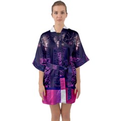 Architecture Home Skyscraper Quarter Sleeve Kimono Robe by Simbadda