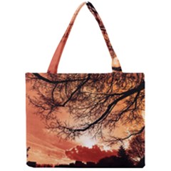 Tree Skyline Silhouette Sunset Mini Tote Bag by Simbadda