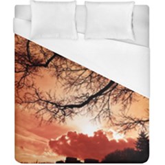 Tree Skyline Silhouette Sunset Duvet Cover (california King Size) by Simbadda