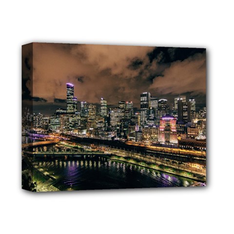 Cityscape Night Buildings Deluxe Canvas 14  X 11  by Simbadda