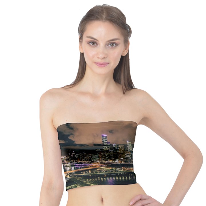 Cityscape Night Buildings Tube Top