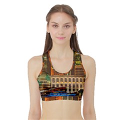 Shanghai Skyline Architecture Sports Bra With Border by Simbadda