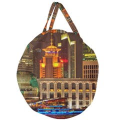 Shanghai Skyline Architecture Giant Round Zipper Tote by Simbadda