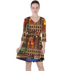 Shanghai Skyline Architecture Ruffle Dress by Simbadda