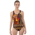 Shanghai Skyline Architecture Cut-Out Back One Piece Swimsuit View1