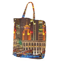 Shanghai Skyline Architecture Giant Grocery Zipper Tote by Simbadda