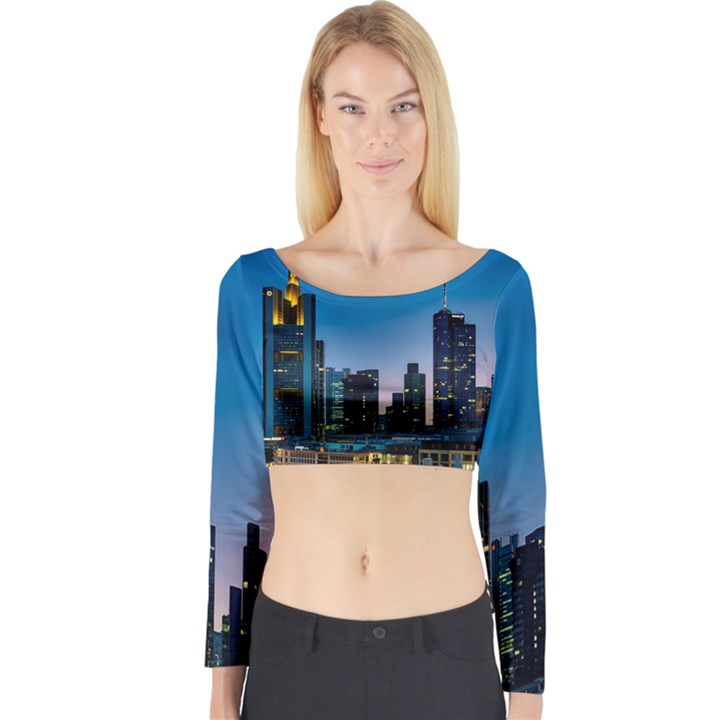 Frankfurt Germany Panorama City Long Sleeve Crop Top