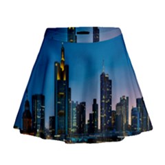 Frankfurt Germany Panorama City Mini Flare Skirt by Simbadda