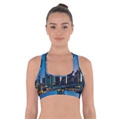 Frankfurt Germany Panorama City Cross Back Sports Bra by Simbadda