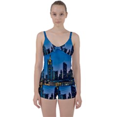 Frankfurt Germany Panorama City Tie Front Two Piece Tankini by Simbadda