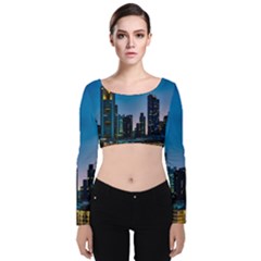 Frankfurt Germany Panorama City Velvet Crop Top by Simbadda