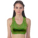 Wonderful Mandala Of Green And Golden Love Sports Bra View1