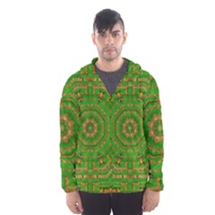 Wonderful Mandala Of Green And Golden Love Hooded Wind Breaker (men) by pepitasart