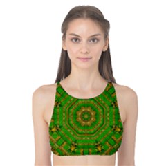 Wonderful Mandala Of Green And Golden Love Tank Bikini Top by pepitasart