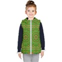 Wonderful Mandala Of Green And Golden Love Kid s Hooded Puffer Vest View1