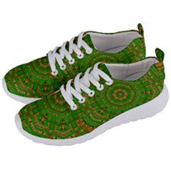 Wonderful Mandala Of Green And Golden Love Men s Lightweight Sports Shoes by pepitasart