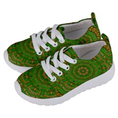 Wonderful Mandala Of Green And Golden Love Kids  Lightweight Sports Shoes by pepitasart