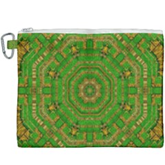 Wonderful Mandala Of Green And Golden Love Canvas Cosmetic Bag (xxxl) by pepitasart