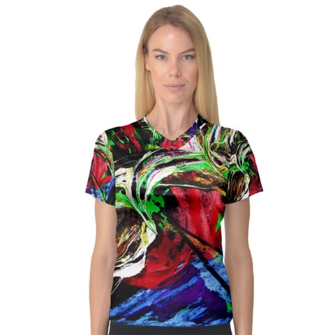 Lillies In Terracota Vase V-neck Sport Mesh Tee by bestdesignintheworld