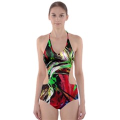 Lillies In Terracota Vase Cut-out One Piece Swimsuit by bestdesignintheworld