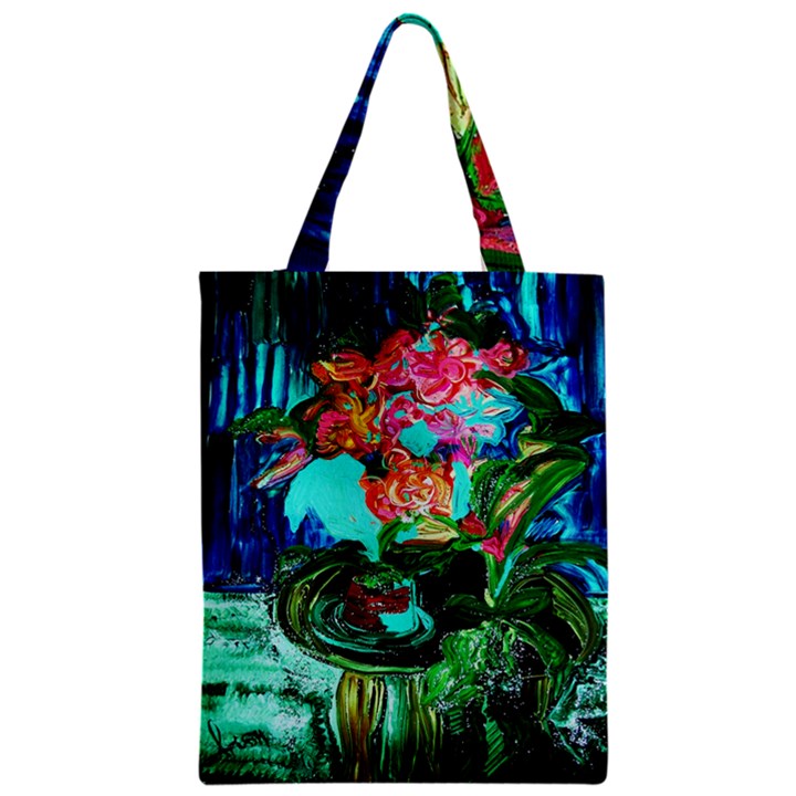 Flowers On The Tea Table Zipper Classic Tote Bag