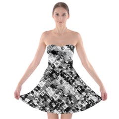 Black And White Patchwork Pattern Strapless Bra Top Dress by dflcprints