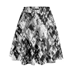 Black And White Patchwork Pattern High Waist Skirt by dflcprints