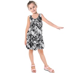 Black And White Patchwork Pattern Kids  Sleeveless Dress by dflcprints