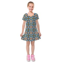 Artwork By Patrick-colorful-42 Kids  Short Sleeve Velvet Dress by ArtworkByPatrick