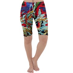 Blue Flamingoes 6 Cropped Leggings  by bestdesignintheworld