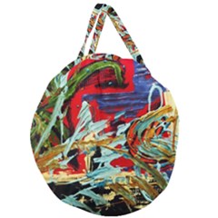 Blue Flamingoes 6 Giant Round Zipper Tote by bestdesignintheworld