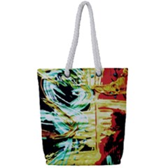 Blue Flamingoes 3 Full Print Rope Handle Tote (small) by bestdesignintheworld