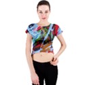 Blue Flamingoes 4 Crew Neck Crop Top View1