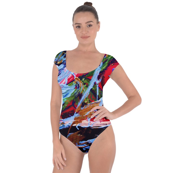 Blue Flamingoes 4 Short Sleeve Leotard 