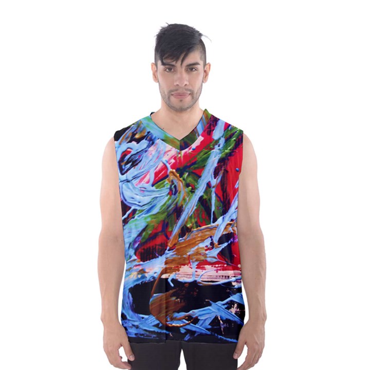 Blue Flamingoes 4 Men s Basketball Tank Top