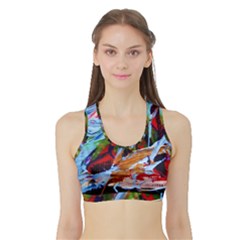 Blue Flamingoes 4 Sports Bra With Border by bestdesignintheworld