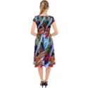 Blue Flamingoes 4 Cap Sleeve Front Wrap Midi Dress View2