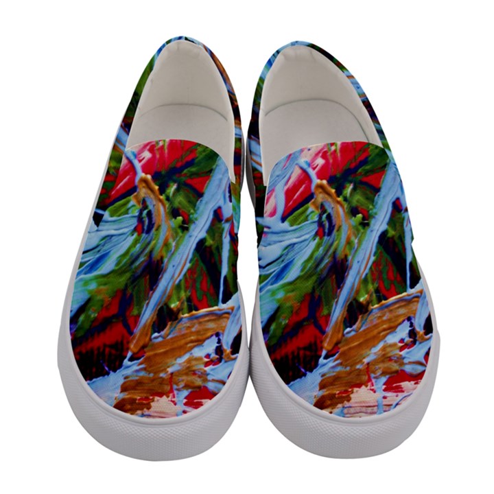 Blue Flamingoes 4 Women s Canvas Slip Ons