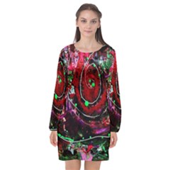 Bloody Coffee 7 Long Sleeve Chiffon Shift Dress 